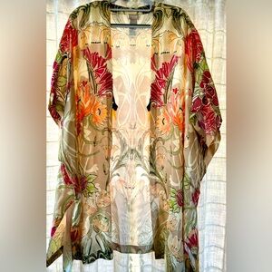 Chicos Ruana (cover up) with Swan print